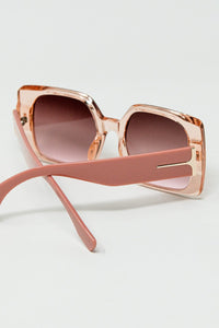 Q2 Women's Sunglasses One Size / Pink Pink Square Sunglasses With Gold Detail On The Side