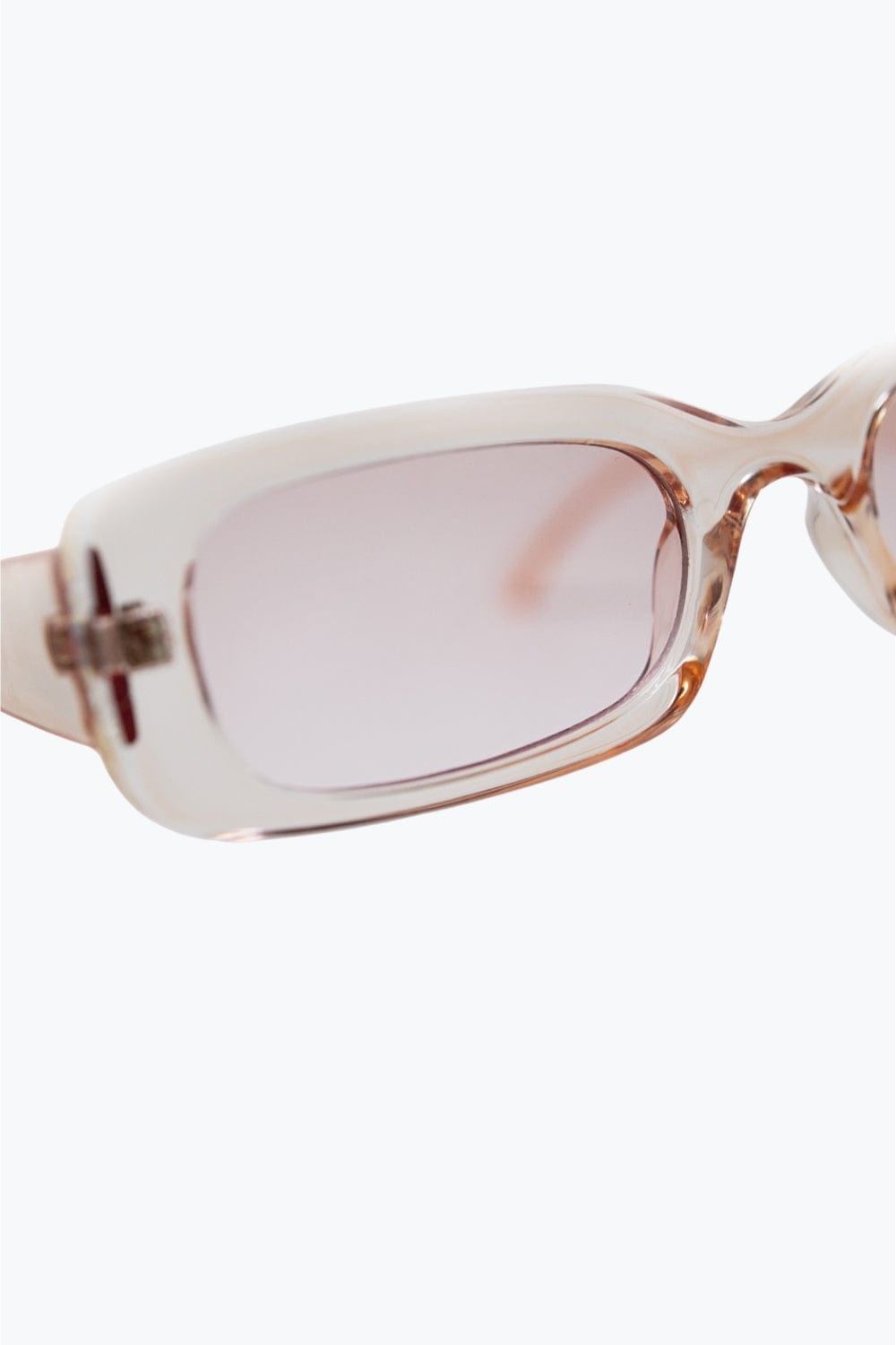 Q2 Women's Sunglasses One Size / Pink Rectangular Pink Transparent Sunglasses With Pink Smoke Lenses