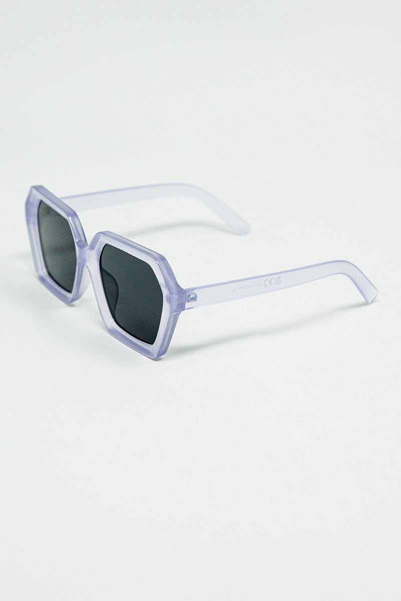 Q2 Women's Sunglasses One Size / Purple Rectangular Sunglasses In Purple Translucent Color