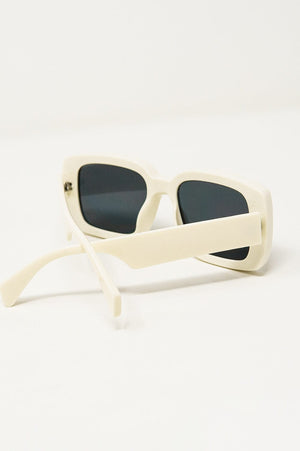 Q2 Women's Sunglasses One Size / White Oversized Rectangular Sunglasses With Wide Frame In White