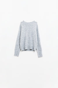 Q2 Women's Sweater Basic Crew Neck Knitted Sweater In Grey