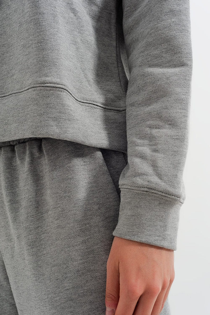 Q2 Women's Sweater Basic Hoodie in Grey