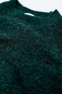 Q2 Women's Sweater Basic Knited Crew Neck Sweater In Emerald Green