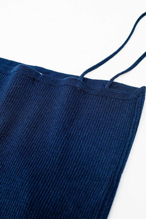 Q2 Women's Sweater Basic Knitted Top In Navy With Thin Straps