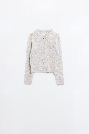 Q2 Women's Sweater Beige Cardigan With Pearl Buttons