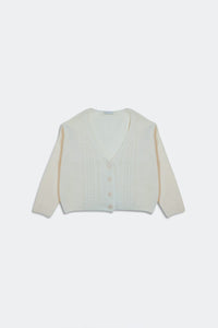 Q2 Women's Sweater Button Down Cardigan in Cream