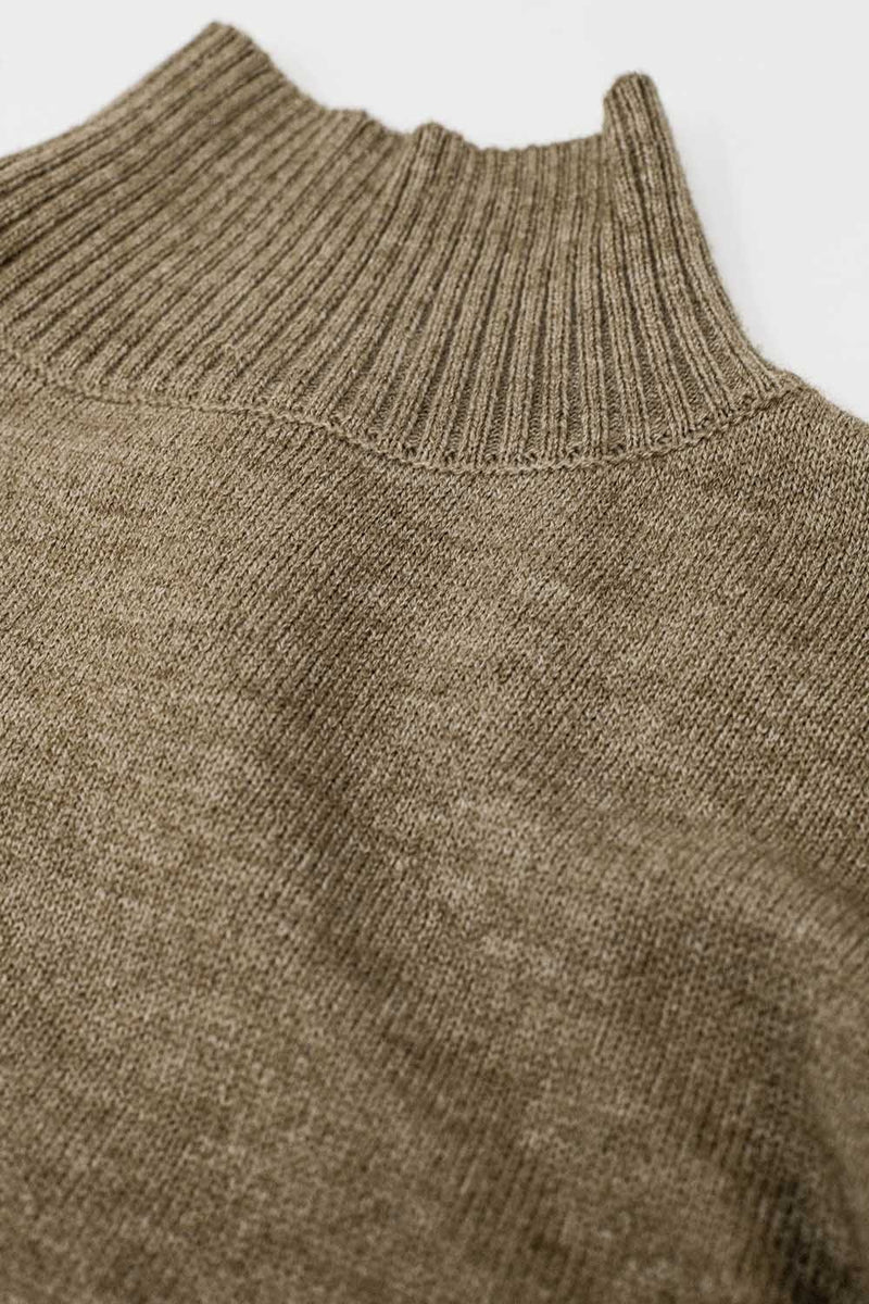 Q2 Women's Sweater Chunky Knit Sweater In Beige With Turtleneck