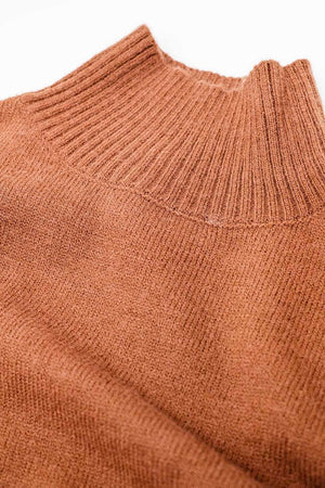 Q2 Women's Sweater Chunky Knit Sweater In Camel With Turtleneck