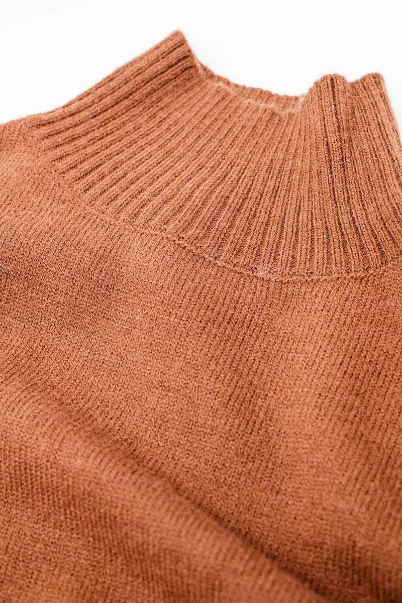 Q2 Women's Sweater Chunky Knit Sweater In Camel With Turtleneck