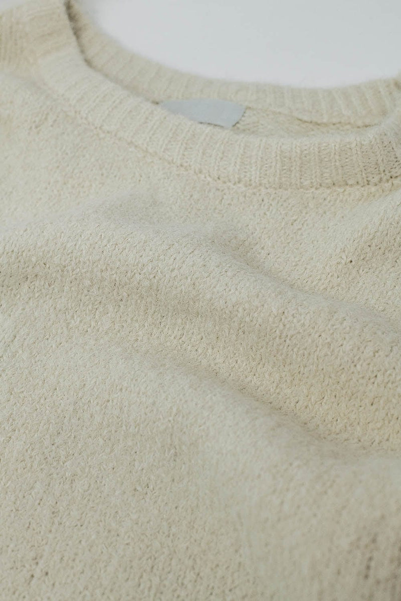 Q2 Women's Sweater Cozy Balloon Sleeve Jumper In Cream