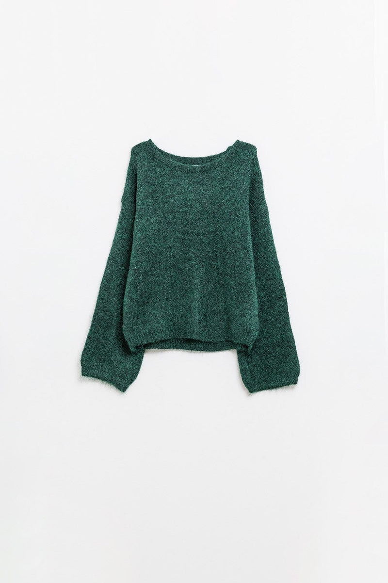 Green balloon sleeve jumper best sale