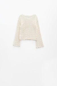 Q2 Women's Sweater Cream Sweater With Flared Sleeves