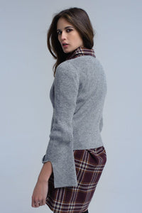 Q2 Women's Sweater Gray shiny sweater