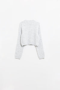 Q2 Women's Sweater Grey Jersey With Long Sleeves And Open Back Detail