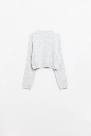 Q2 Women's Sweater Grey Jersey With Long Sleeves And Open Back Detail