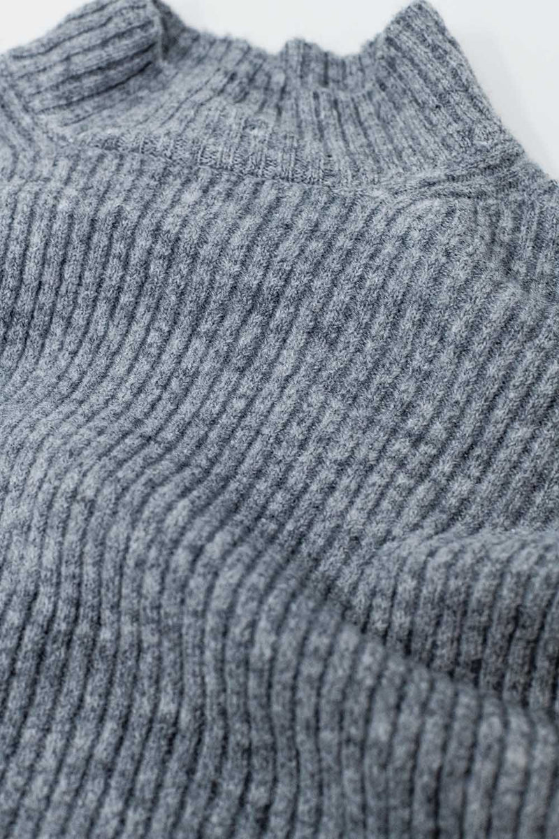 Q2 Women's Sweater Grey Ribbed Turtleneck Sweater