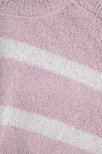 Q2 Women's Sweater Heather Sweater With Open Shoulders And Horizontal Stripes In Pink