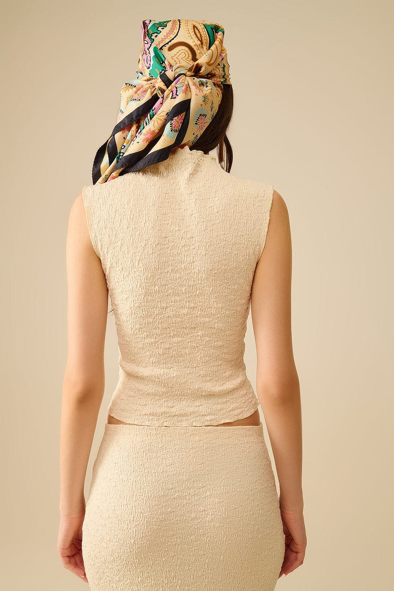 Q2 Women's Sweater High Neck Textured Knit Sleeveless Top