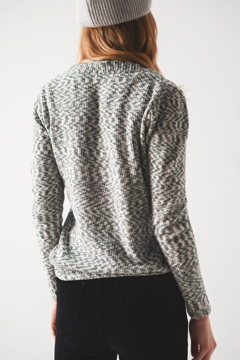 Q2 Women's Sweater Jumper in Chenille in Black