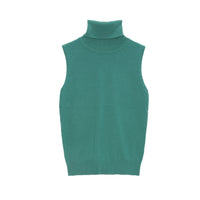 Q2 Women's Sweater Knitted Tank Jumper in Green