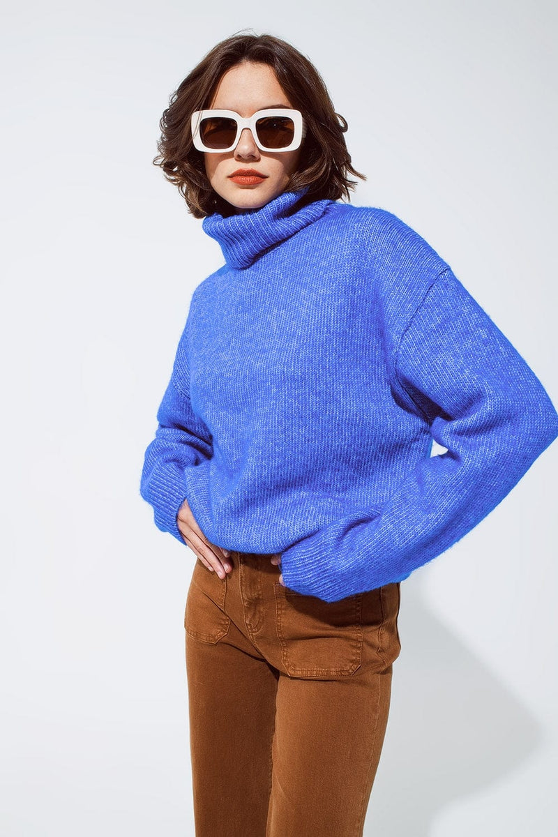 Light blue fluffy sweater with trutleneck Himelhoch s Department Store