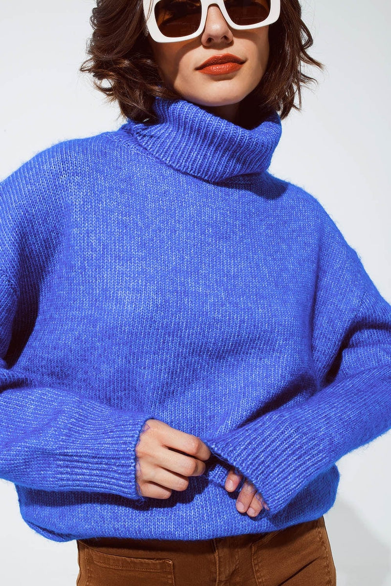 Light blue fluffy sweater with trutleneck Himelhoch s Department Store