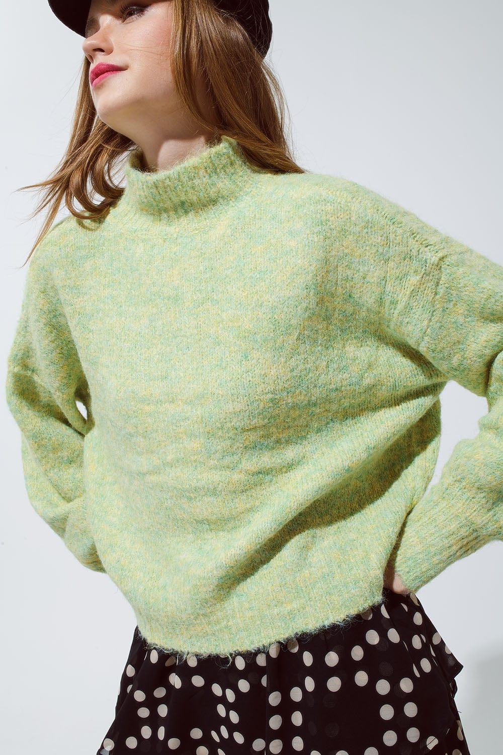 Q2 Women's Sweater Light Green Soft Knit Sweater