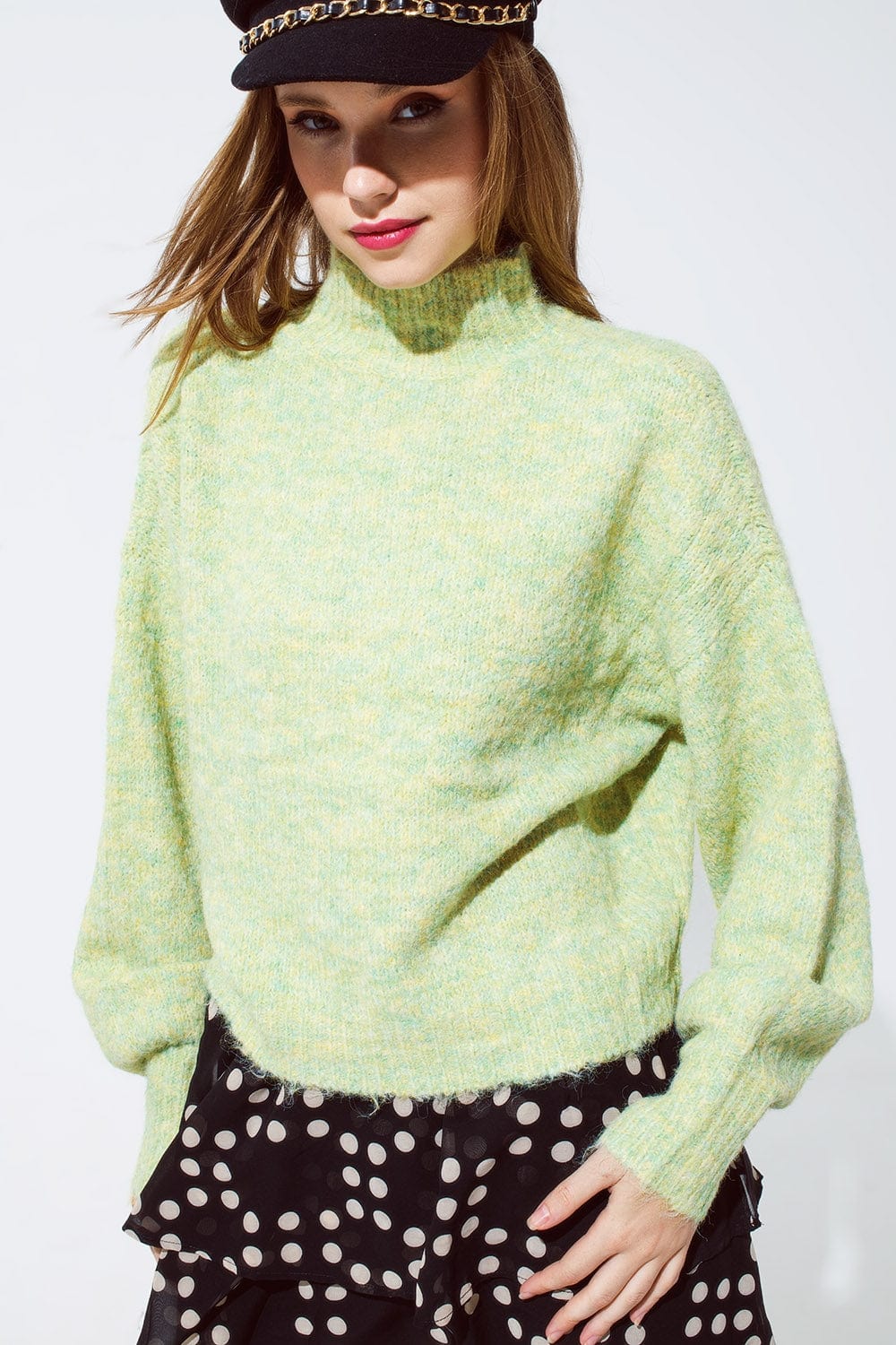 Q2 Women's Sweater Light Green Soft Knit Sweater