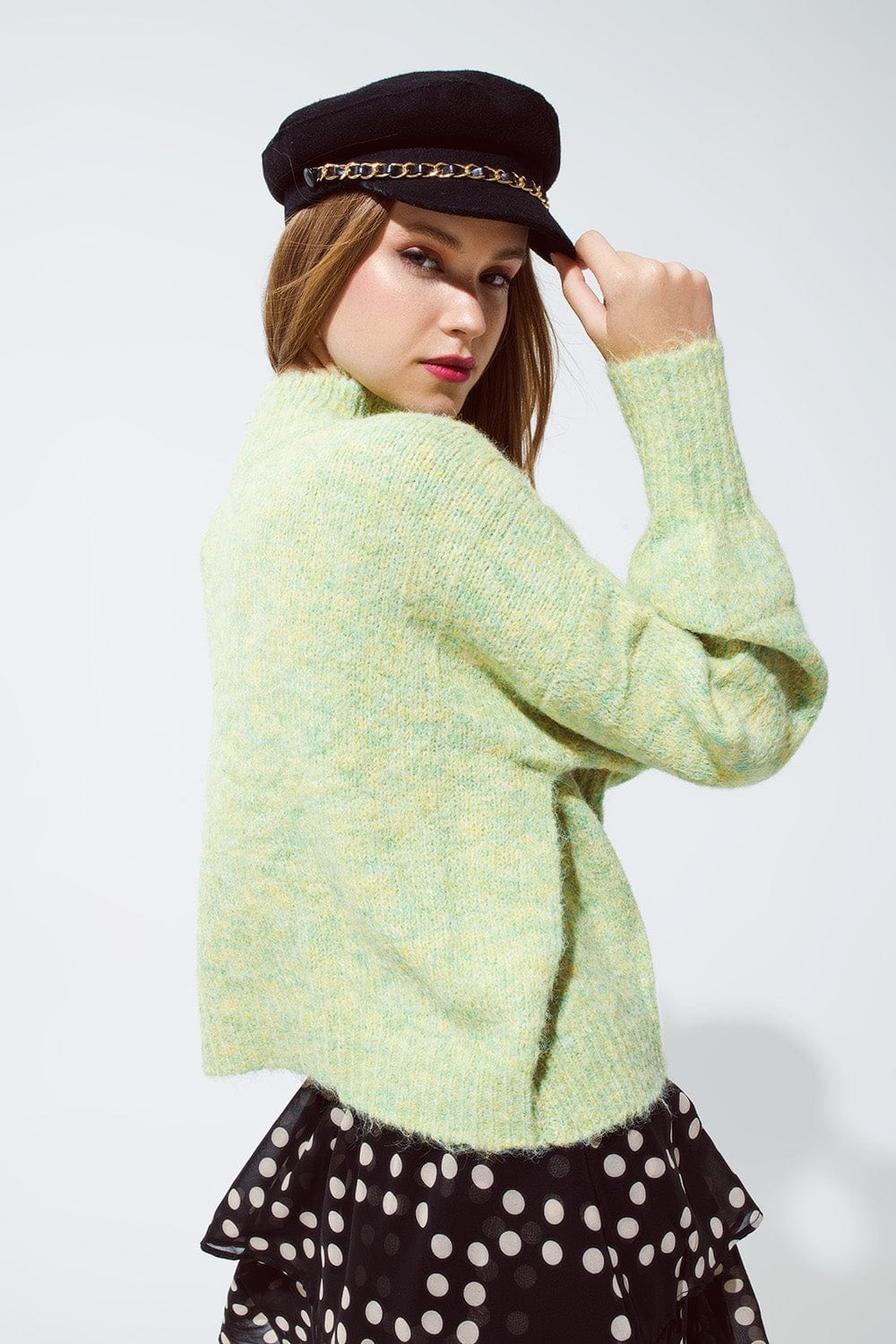 Q2 Women's Sweater Light Green Soft Knit Sweater