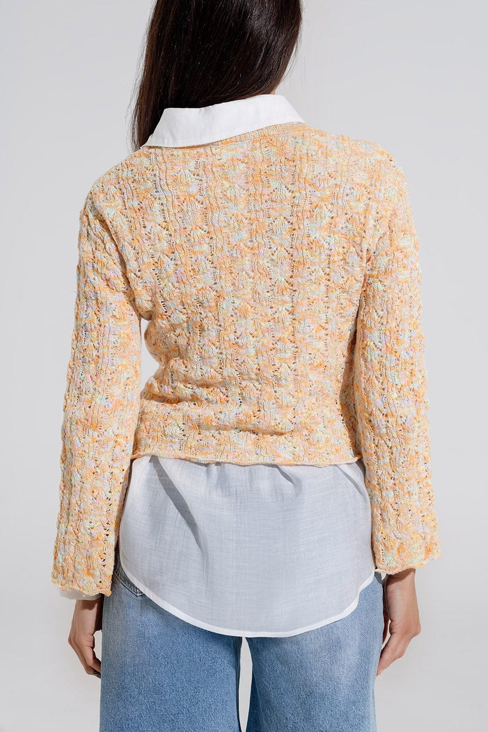 Q2 Women's Sweater Multicolor Sweater With Flared Sleeves