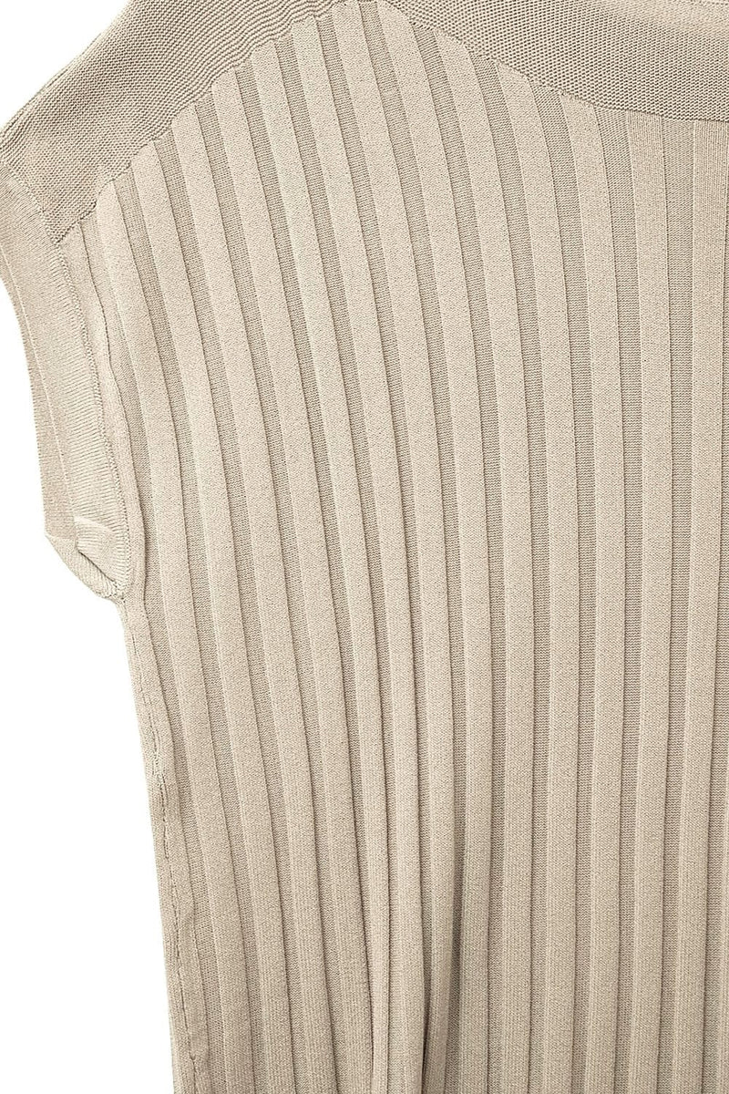 Q2 Women's Sweater One Size / Beige Beige Fine Rib Knitted Sweater With Boat Neck