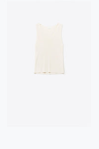 Q2 Women's Sweater One Size / Beige Beige Sleeveless Fine Knitted Top With V-Neck