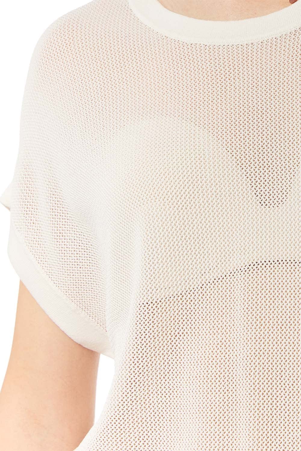 Q2 Women's Sweater One Size / Beige Grid Knit Sweater In Beige Color