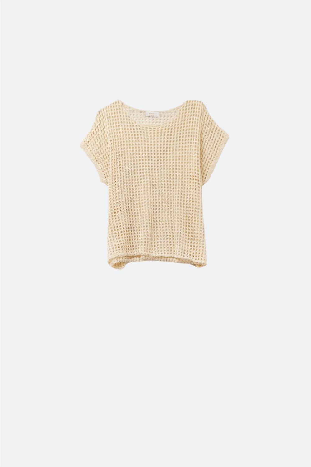 Q2 Women's Sweater One Size / Beige Open Knit Crochet Dropped Sleeved Top In Beige