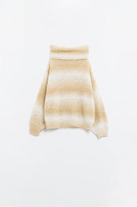 Q2 Women's Sweater One Size / Beige Oversized Turtleneck Comfy Sweater In Warm Neutral Tones