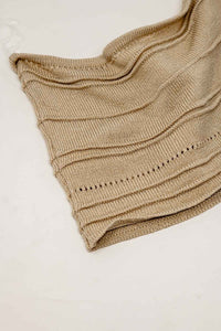 Q2 Women's Sweater One Size / Beige Strapless Knitted Bodycon Top In Beige