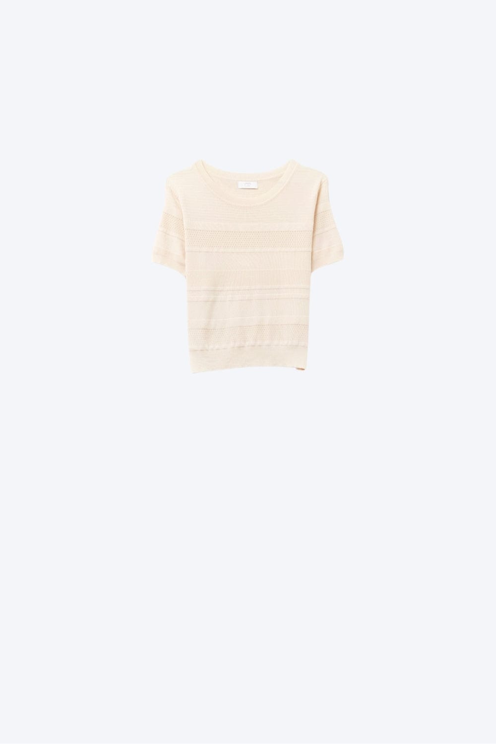 Q2 Women's Sweater One Size / Beige Textured Stripe Knit Sweater In Beige