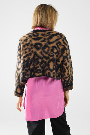 Q2 Women's Sweater One Size / Black Black Leopard Print Sweater Made Of Knitted Fabric With Wool