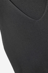 Q2 Women's Sweater One Size / Black Black Sleeveless Fine Knitted Top With V-Neck