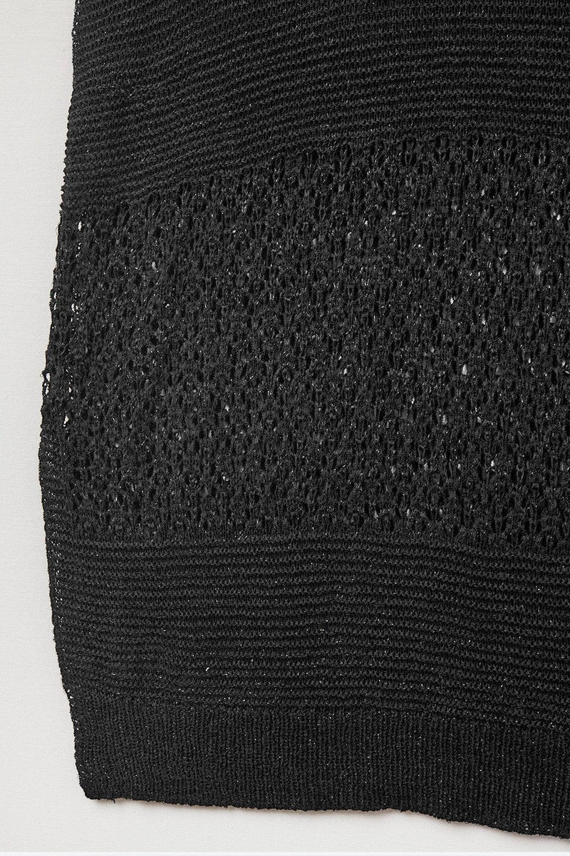 Q2 Women's Sweater One Size / Black Black Sweater With Soft Open Knit And Dropped Sleeves