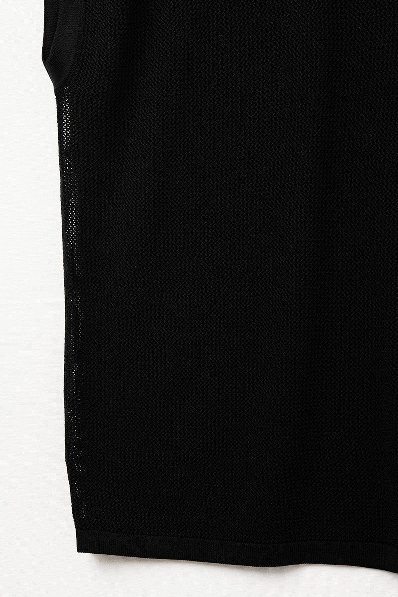 Q2 Women's Sweater One Size / Black Grid Knit Sweater In Black Color