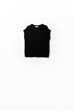 Q2 Women's Sweater One Size / Black Grid Knit Sweater In Black Color