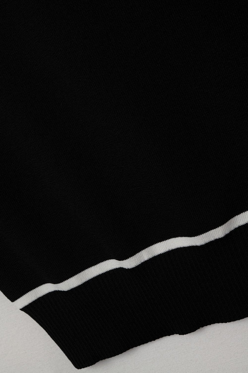Q2 Women's Sweater One Size / Black Sleeveless Sweater In Black Featuring Detail White Lines