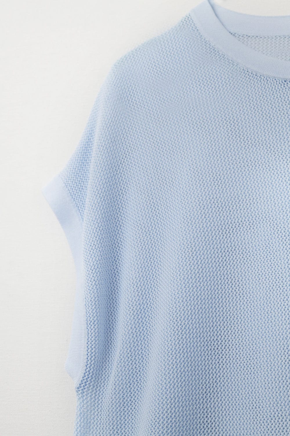 Q2 Women's Sweater One Size / Blue Grid Knit Sweater In Baby Blue Color