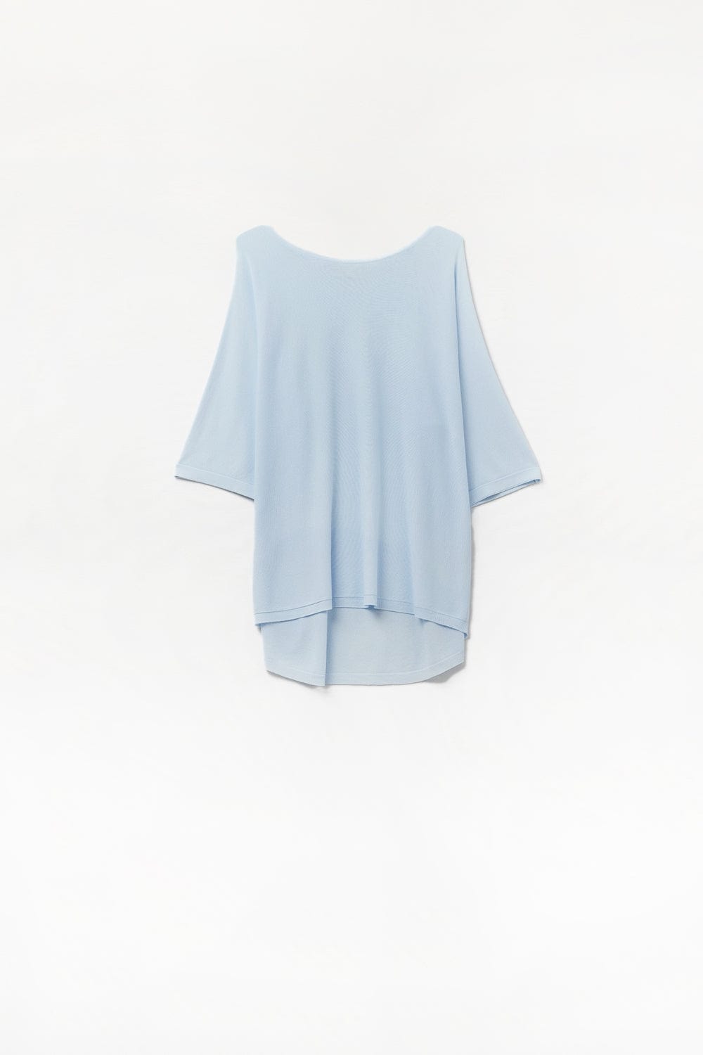 Q2 Women's Sweater One Size / Blue Light Blue Oversized Sweater With Elbow-Length Sleeves