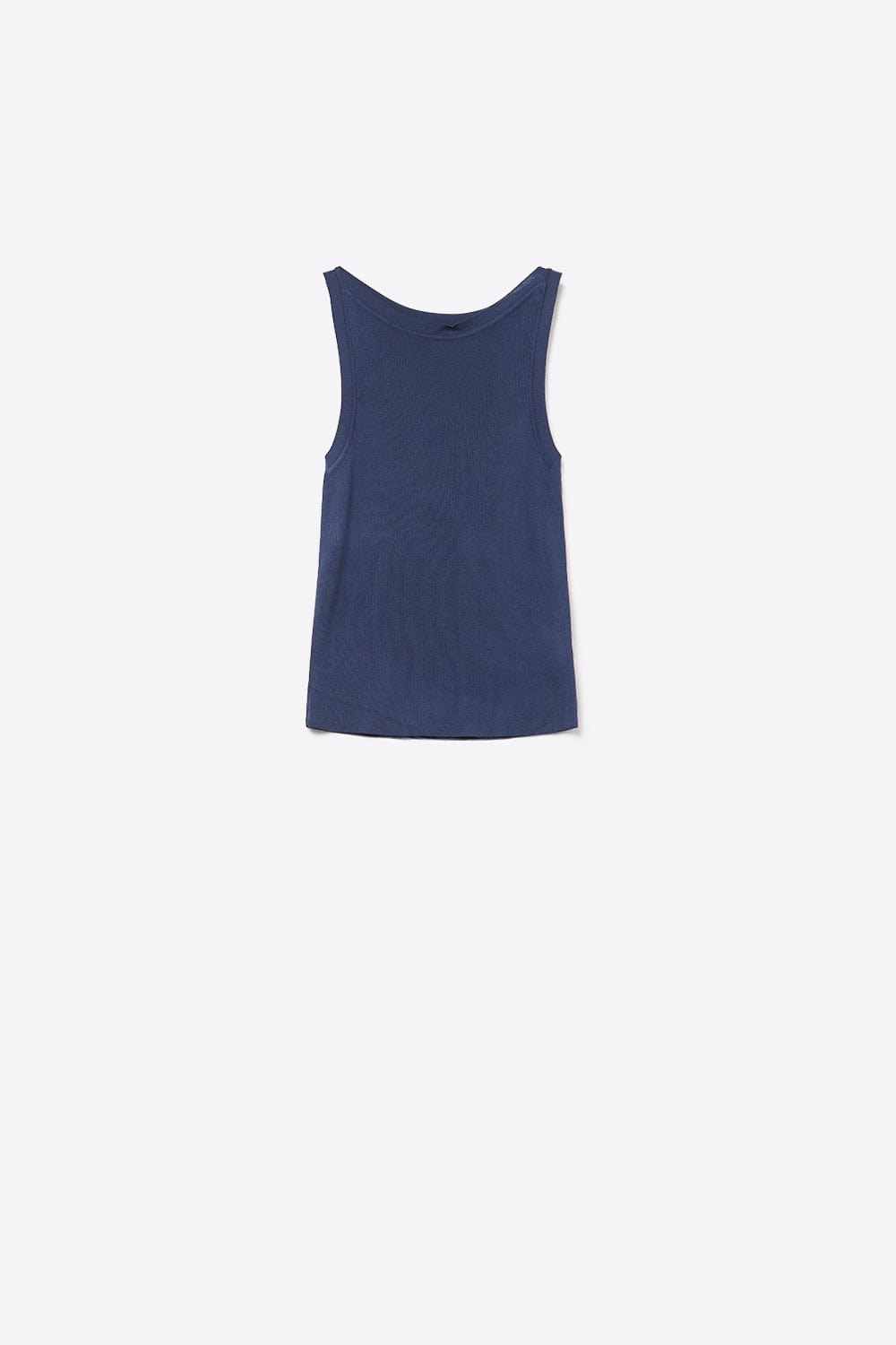 Q2 Women's Sweater One Size / Blue Navy Ribbed Fine Knit Sleeveless Top