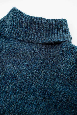 Q2 Women's Sweater One Size / Blue Oversized Sweater In Teal With A High Neck And Loose Sleeves