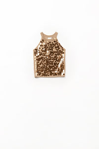 Q2 Women's Sweater One Size / Brown Camel Knit Top With Sequin Detail