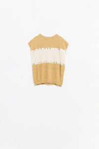 Q2 Women's Sweater One Size / Brown Sleeveless Beige Sweater With Sequin Detail