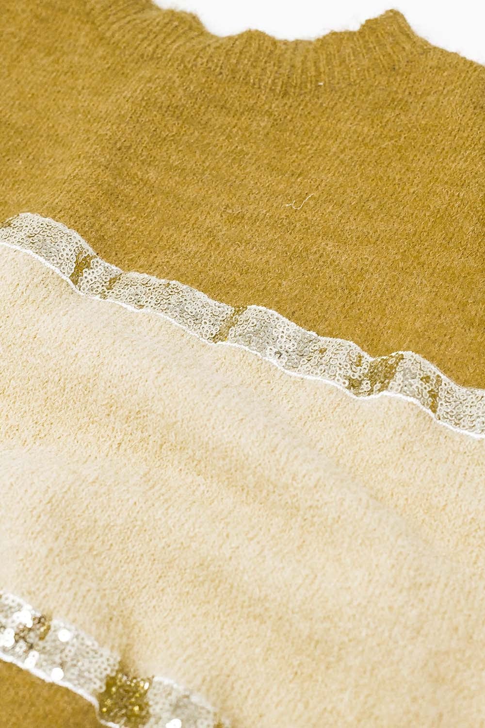 Q2 Women's Sweater One Size / Brown Sleeveless Beige Sweater With Sequin Detail
